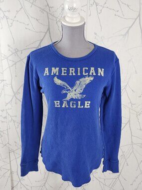 American Eagle Cotton Waffle Knit Y2K Graphic Thermal Tee